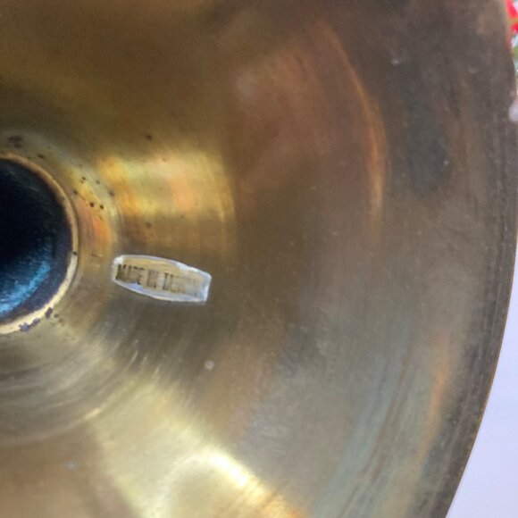 Vintage Brass French Horn Christmas Wreath Ribbon Greenery 9" Wall Hanger - Picture 7 of 7